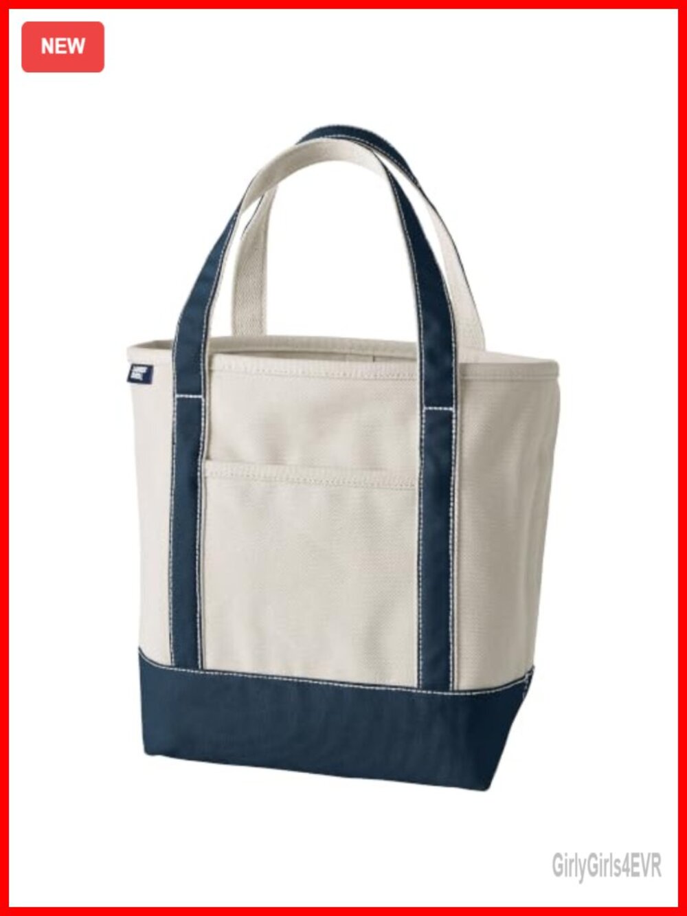 Structured Cotton Canvas Tote Bag, 5 Pockets with Snap Closure and Key Strap -
